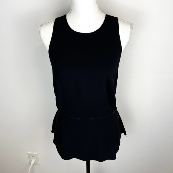 Aritzia Wilfred Sleeveless Peplum Open Back Top In Black Size Medium - Picture 2 of 13